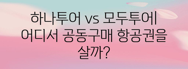 공동구매 항공권 득템하기 | 하나투어 vs. 모두투어