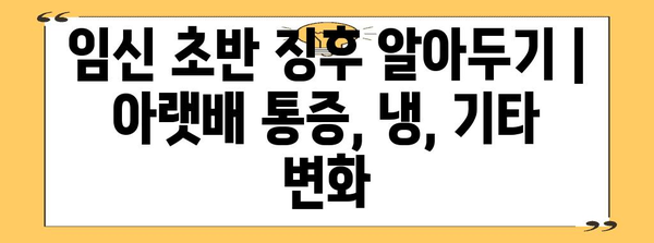 임신 초반 징후 알아두기 | 아랫배 통증, 냉, 기타 변화