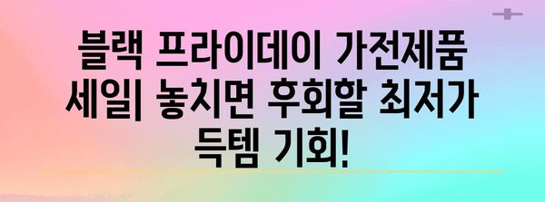 블랙 프라이데이 가전제품 세일| 놓치면 후회할 최저가 득템 기회 | 가전 할인, 블랙프라이데이 세일, 최저가 정보, 추천 제품