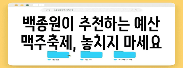 백종원의 맥주축제 추천 | 예산 맥주축제 축제