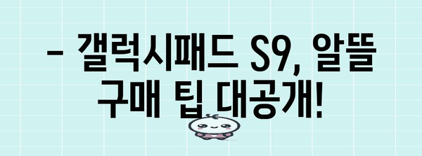 갤럭시패드 S9 선택 가이드 | 맞춤형 추천과 구매 팁